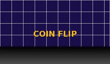 Coin Flip — toss machine with red and blue multiplier sides